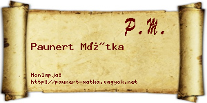 Paunert Mátka névjegykártya